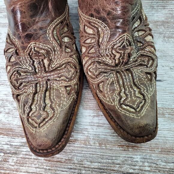Botas Don Pedro Glitter Cross Inlay Western Boots Mex 22.5 US 5.5 - Picture 9 of 9